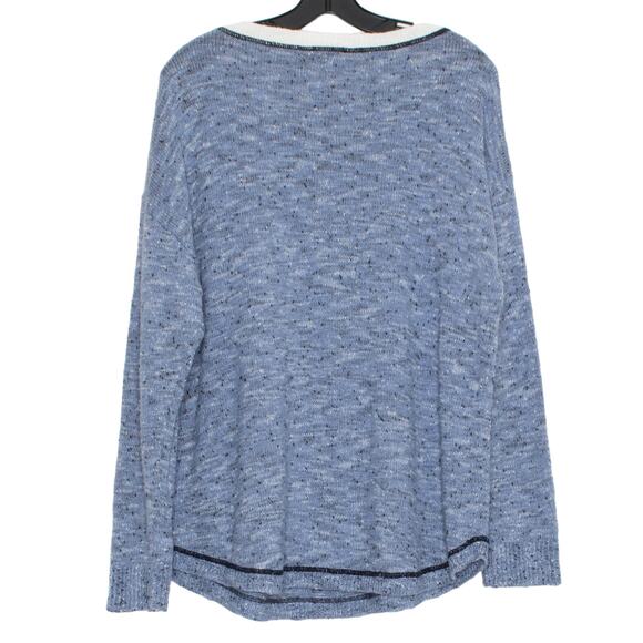 T by Talbots Sweater Minimalist Coastal Sporty Casual Streetwear Stripe Blue XL - Picture 2 of 5